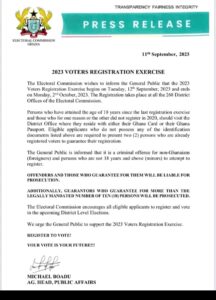 Electoral commission press release
